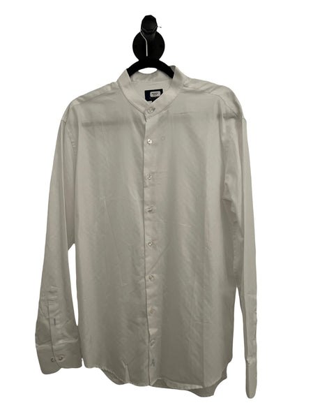 BORONEA- White Chinese Collar Shirt