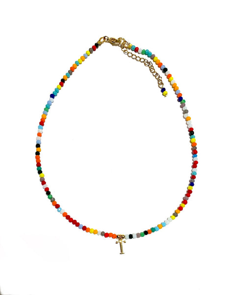 HC DESIGNS- Colorful Small Crystal Necklace with Initial