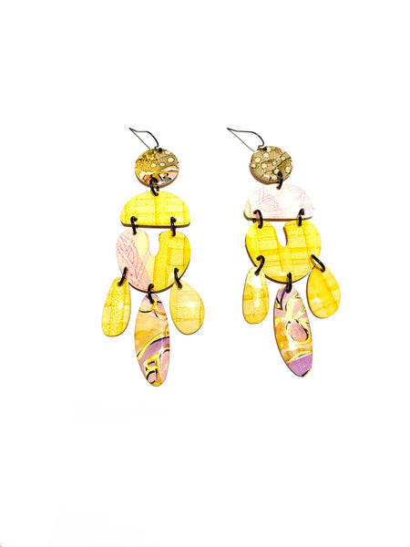 CAMBALACHE BY VIRGINIA NIN - Big Reversible Earrings - Yellow / Pink
