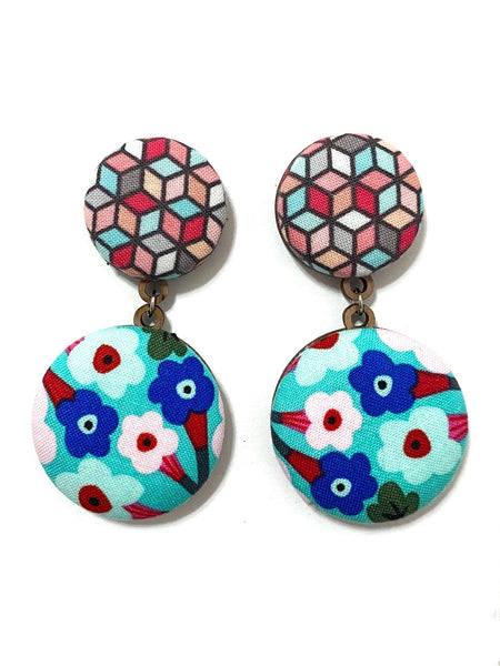 BOTÓN DE AZÚCAR - Double Earrings- Cubist Flowers