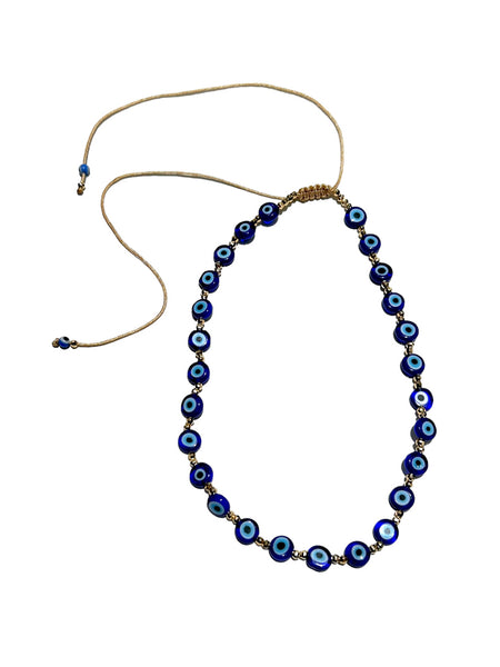 E-HC DESIGNS- Flat Evil Eye  Adjustable Choker