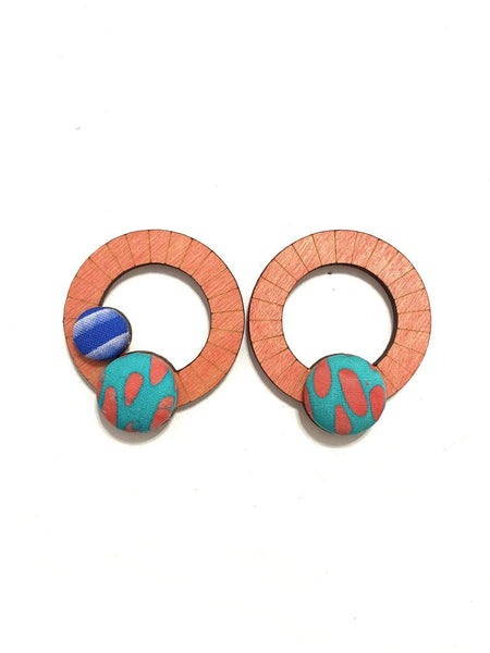 Ciclos Small Hoops- Blush- Aqua Orange Blue