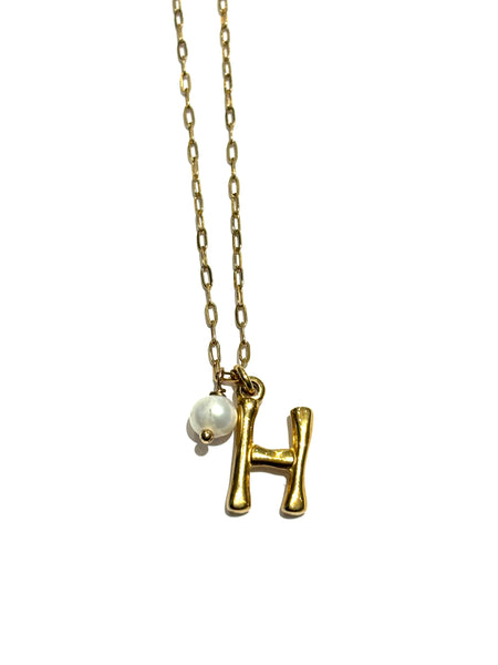 HC DESIGNS - Initial and Pearl Necklace