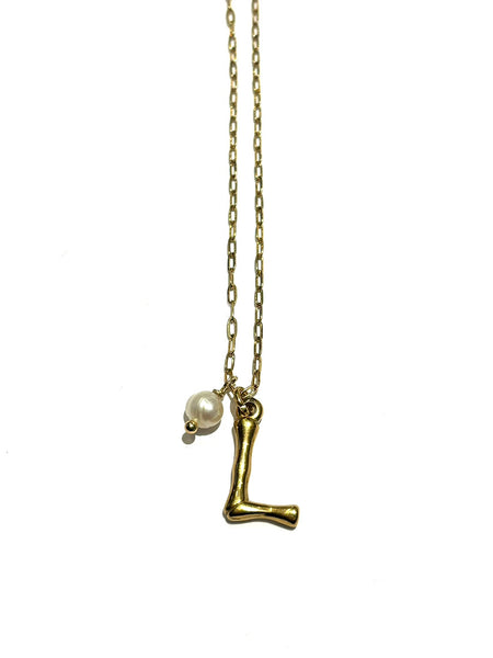 HC DESIGNS - Initial and Pearl Necklace