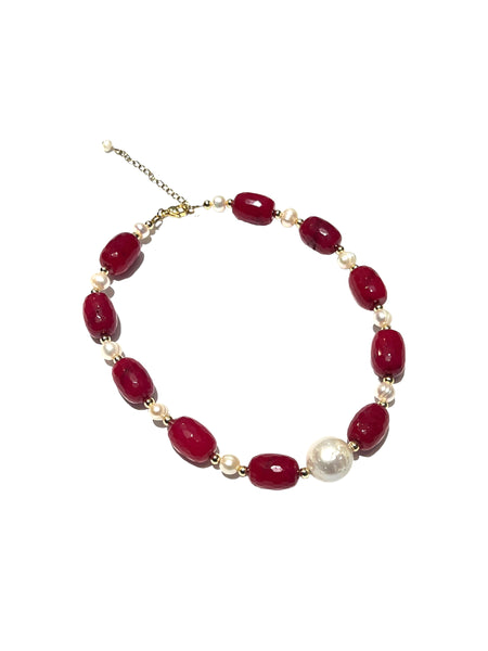 HC DESIGNS- Red Agate and Pearl