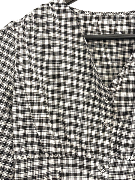 THRIFT- Gingham Long Sleeve Blouse - Medium