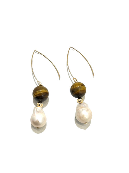 HC DESIGNS - Agate and Baroque Pearl Earrings (more colors available)