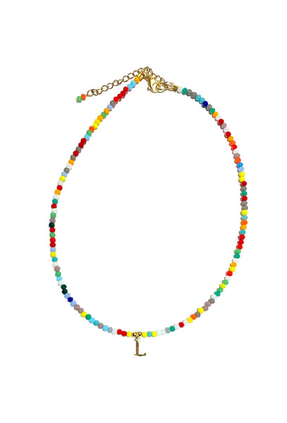 HC DESIGNS- Colorful Small Crystal Necklace with Initial