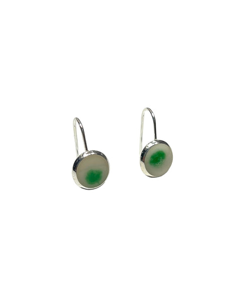 MIND BLOWING PROJECT- Small Circle Earrings - White and Green