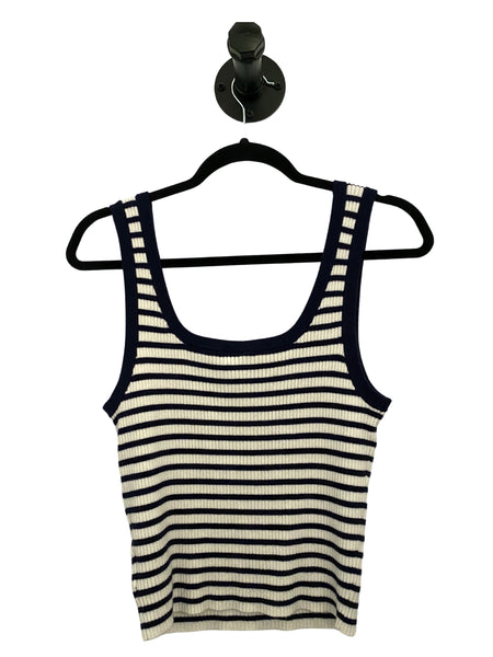 THRIFT- Blue and White Striped Ribbed Top (Large)