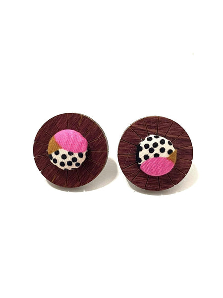 Ciclo Studs- Plum - Hot Pink Dots