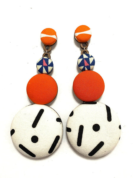 Long Earrings- White Orange Blue