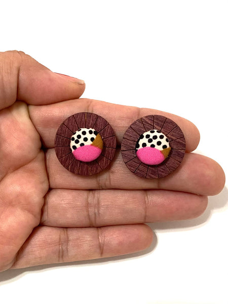 Ciclo Studs- Plum - Hot Pink Dots