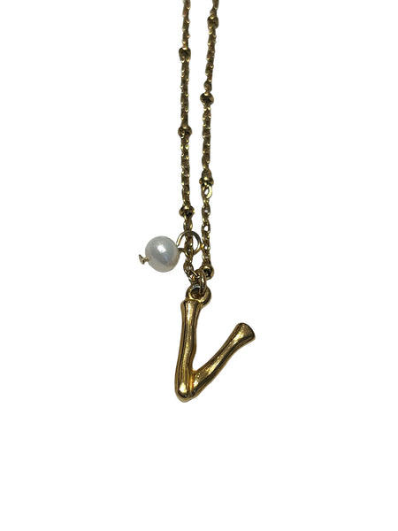 HC DESIGNS - Initial and Pearl Necklace