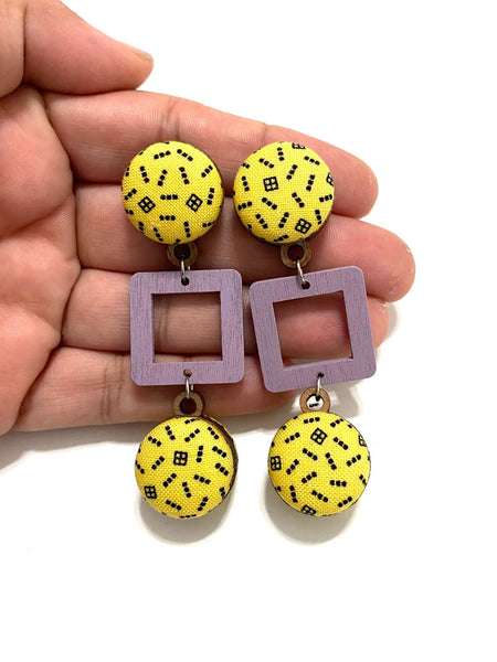 BOTÓN DE AZÚCAR - Ventana Earrings- Large- Yellow Bits