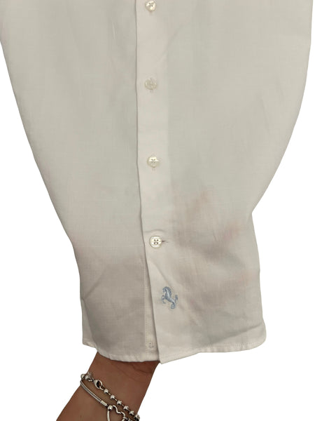 BORONEA- White Chinese Collar Shirt