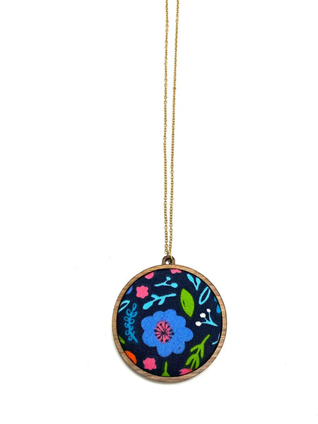 BOTÓN DE AZÚCAR- PENDANT NECKLACE- SINGLE- BLUE FLOWER