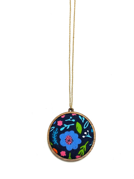 BOTÓN DE AZÚCAR - Pendant Necklace- Single- Blue Flower