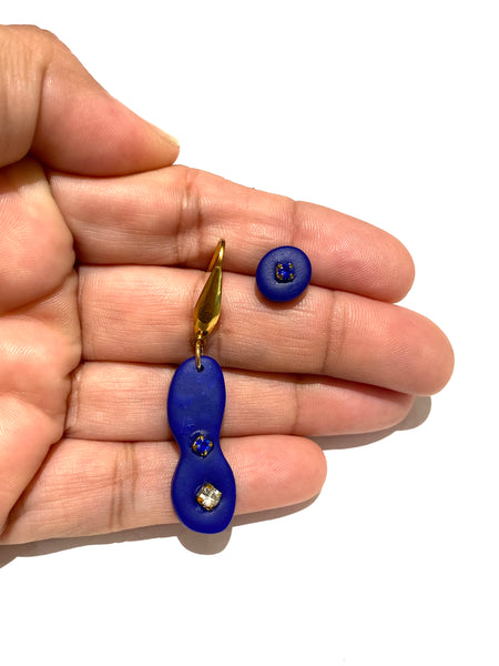 COCOLEÉ - Blue Asymmetric Earrings