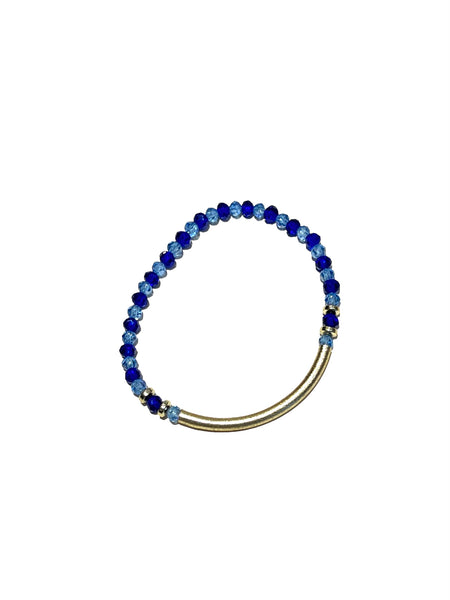 E-HC DESIGNS- Full Crystal - Gold Tube Curved - Elastic Bracelets