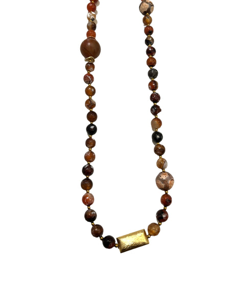 HC DESIGNS - Agate Long Necklace - Brown Tones