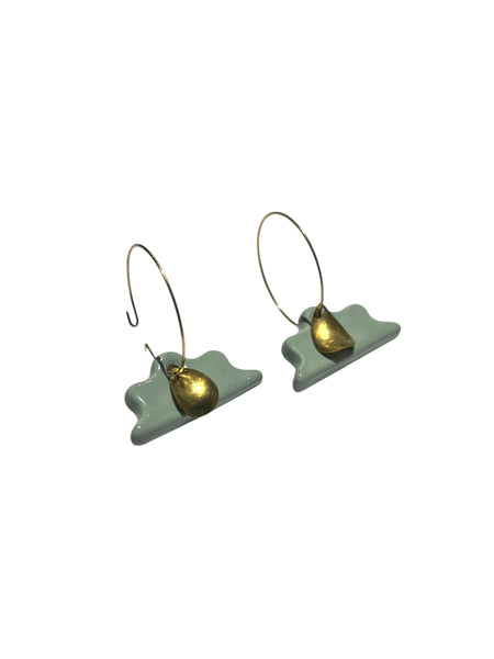 ITSARI- Long Earrings - Light Blue Wavy Hoops
