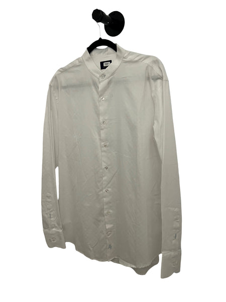 BORONEA- White Chinese Collar Shirt