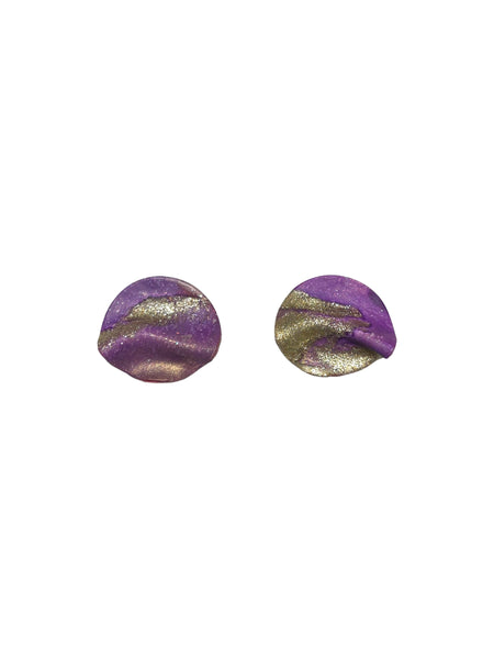 CONTRASTE- Pliego Small Polymer Earrings- Purple Gold
