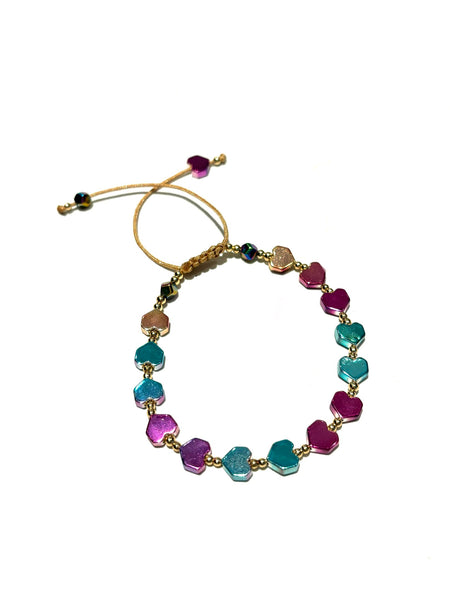 E-HC DESIGNS- Metallic Shapes Adjustable Bracelet (different shapes and colors available)