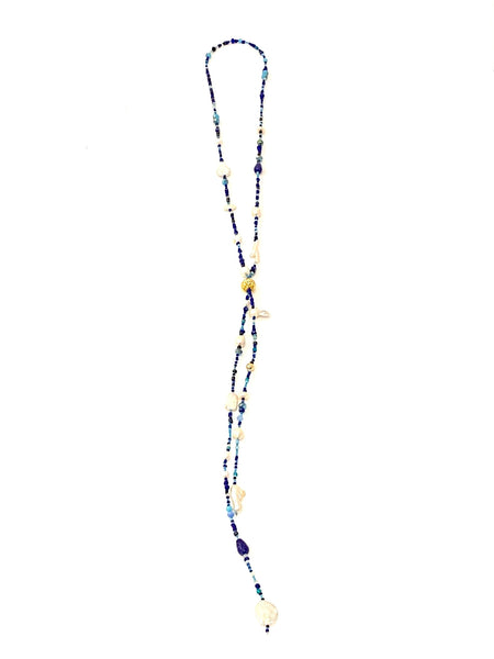 HC DESIGNS- Extra Long Lariat Necklace- Blue