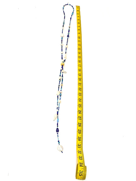 HC DESIGNS- Extra Long Lariat Necklace- Blue