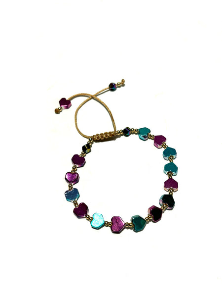 E-HC DESIGNS- Metallic Shapes Adjustable Bracelet (different shapes and colors available)