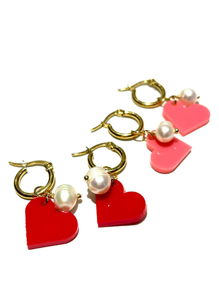 HC DESIGNS - Heart and Pearl Hoops