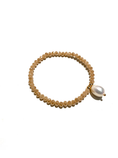 E-HC DESIGNS- Pearl Pendant with Crystals Elastic Bracelets (More colors available)