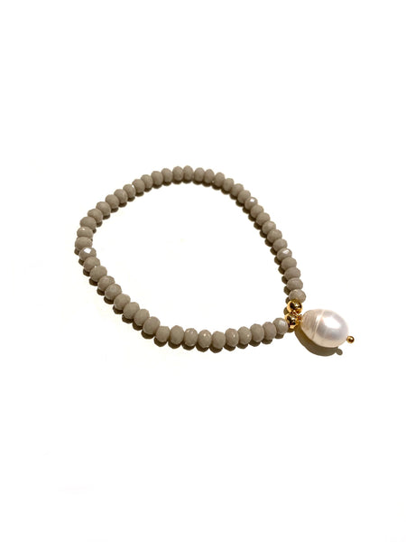 E-HC DESIGNS- Pearl Pendant with Crystals Elastic Bracelets (More colors available)