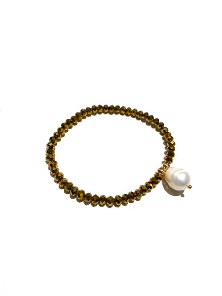 E-HC DESIGNS- Pearl Pendant with Crystals Elastic Bracelets (More colors available)