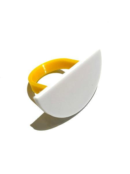 MENEO- Semi Circle White Ring