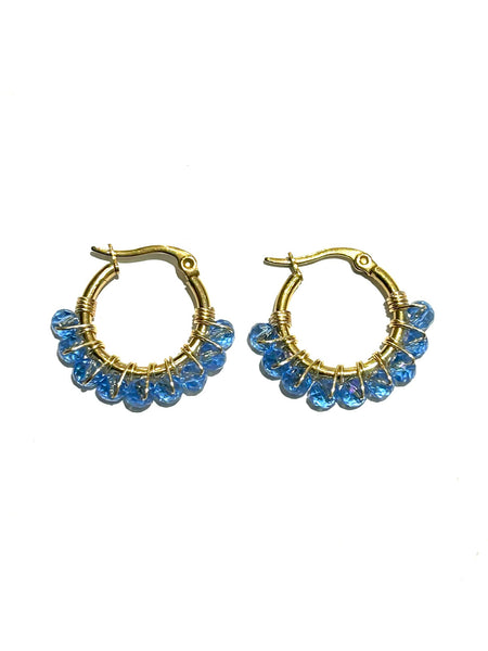 HC DESIGNS - Small Golden Beaded Round Hoops - 1 Inch (More colors available)
