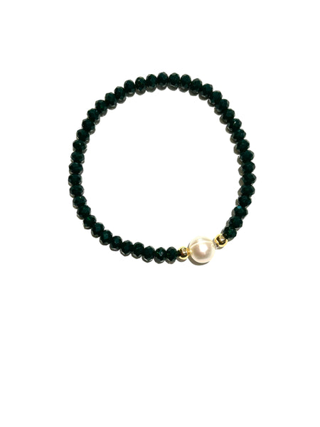 E-HC DESIGNS- Round Pearl with Crystals Elastic Bracelets (More colors available)