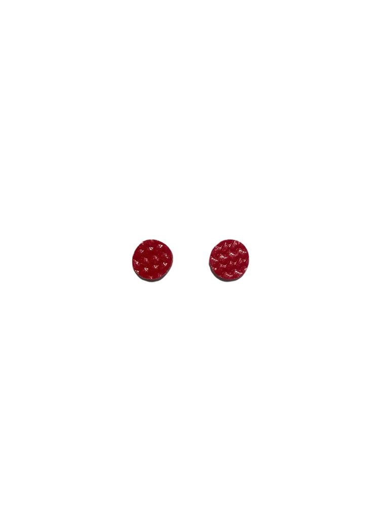 INÉDITO - Mini Studs- Red Textured Circles