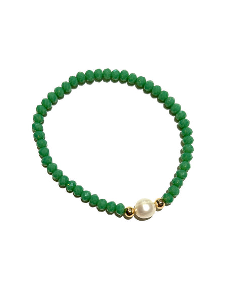 E-HC DESIGNS- Round Pearl with Crystals Elastic Bracelets (More colors available)