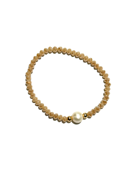 E-HC DESIGNS- Round Pearl with Crystals Elastic Bracelets (More colors available)