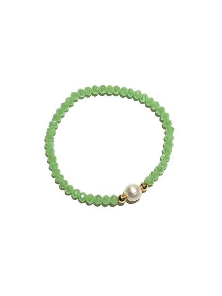 E-HC DESIGNS- Round Pearl with Crystals Elastic Bracelets (More colors available)