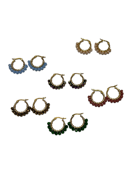 HC DESIGNS - Small Golden Beaded Round Hoops - 1 Inch (More colors available)