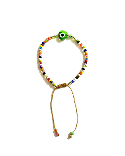 E-HC DESIGNS - Adjustable Evil Eye Bracelet With Small Heart Shape  (Sold Individually)