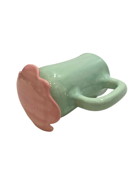 LAS MALCRIÁS- Hearts Ceramics- Lilly Pad Mug- Green / Pink