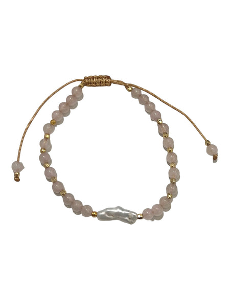 E-HC DESIGNS- Semiprecious Stones with Baroque Pearl Adjustable Bracelet