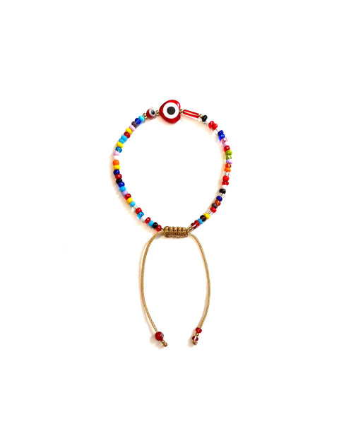 E-HC DESIGNS - Adjustable Evil Eye Bracelet With Small Heart Shape  (Sold Individually)