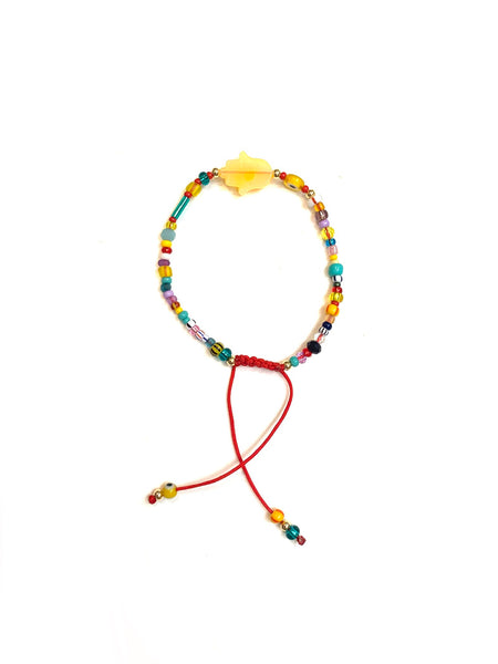 E-HC DESIGNS- Hamsa Hand with Full Color Seedbeads Adjustable Bracelet (different colors available)