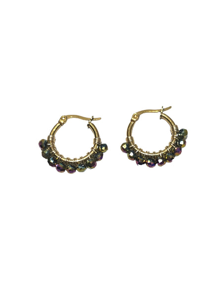 HC DESIGNS - XSmall Golden Beaded Round Hoops - 1 Inch (More colors available)